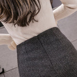 Ladies Elegant A-line Short Skirts Korean Style Vintage Woolen All-match Women High Waist Mini Skirt