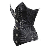 Steampunk Gothic Faux Leather 14 Spiral Steel Boned Overbust Corset Korse Black Goth Sexy Punk Bustiers