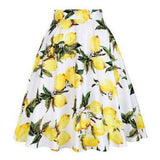 Sunflower Summer Pleated Skirts Womans Saias Midi Faldas 50s 1950s Vintage Women Big Swing Housewife Rockabilly Party Skirt