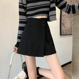 Women Casual Shorts Skirts Korean Style All-match Solid Color Ladies High Waist Short Pants