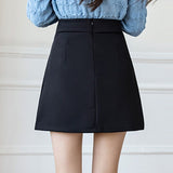 Women Pleated Spring Korean Style All-match High Waist Ladies Elegant A-line Mini Skirt