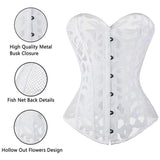 Black White Women Sexy Lace up Boned Overbust Corsets And Bustiers Top Waist Cincher Shaper Plus Size S-6XL