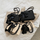 Black Ribbon Design PU Leather Crossbody Bag