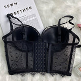 New In Sexy Lace Mesh Crop Top Summer Slim Push Up Bralette Bra Cropped To Wear Out Corset Tops Cami Clothes