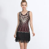 1920s V Neck Colorful Beaded Fringe Dress Great Gatsby Roaring Speakeasy Party Costume