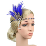 1920s Flapper Headband Feather Headpiece Roaring 20s Great Gatsby Inspired Leaf Medallion Pearl Women Hair Accessories