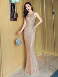 Women See through Sexy Party Maxi Dress Silver Sequin Evening Dress