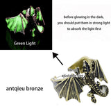Adjustable Gothic Punk Dragon Vintage Silver Plated Luminous Glow In the Dark Pterosaur Ring For Halloween