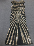 1920S GATSBY Sequins Women Full Dress O-neck Beaded Split V-Back Club Night Out Dress