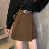 Women Casual Short Skirt Fashion Korean Style All-match High Waist Ladies A-line Mini Skirts With Belts