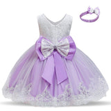 Baby Girls Christmas Dress Toddler Party Lace Princess Clothing Kids Girls Dress Match Headband