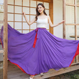 Dance Chiffon Long Women Elegant Casual High Waist Boho Beach Maxi Skirts Wear On Both Sides