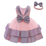 Baby Girls Newborn Birthday Sequin Big Bow Tutu Elegant Wedding Ball Gown Infant Dress