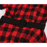Red Plaid Short Sleeve Cotton Robe Pin Up Swing Checked Print Vintage 50s 60s Dresses