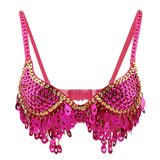 Sparkly Women Sequin Beaded Bra Top Sexy Tassel Crop Top for Festivals Raves ClubWear Belly Dance Bra Outfit