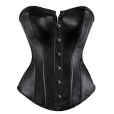 Women Gothic Sexy Faux Leather Overbust Corset Bustier Hot Lingerie Top Plus Size Waist Cincher Body Shaper Corsets Black/Red