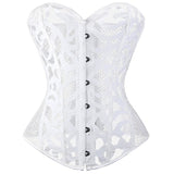 Black White Women Sexy Lace up Boned Overbust Corsets And Bustiers Top Waist Cincher Shaper Plus Size S-6XL