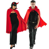 Adult Vampire Costume Capes Hooded Robes Black Red Deluxe Halloween Cloak Full Length