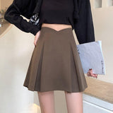 Ladies A-line Short Skirts Fashion Korean Style All-match Woolen High Waist Women Elegant Mini Skirt