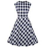 1950s Plaid Sleeveless Cotton Button Robe Pin Up Swing Retro Vintage Dresses