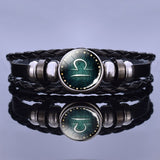12 Zodiac Signs Constellation Charm Multilayer Weave leather Bracelet & Bangle