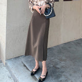 Women Casual Long Spring Fashion Korean Style All-match High Waist Ladies Elegant A-line Skirt