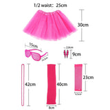 6 pcs/set 80s Adult Tutu Skirt Leg Warmers Fishnet Gloves Earrings Necklace Shutter Glass Party Dress Up