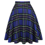 High Waist Plaid Checkered Skirt Runway Casual 50s 60s Autumn Swing Vintage Rockabilly Long Midi Women Skater England Tutu Saias