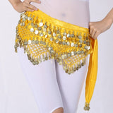 Women Sweet Bellydance Hip Scarf With Gold Coins Skirts Wrap Noisy Egyptian Dancing Hand Crocheted Bead Velvet Waist Belt