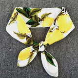 2021 Lemon Printed Yellow 50S 60S Women Hairband Cotton Retro Vintage Hair Accessories for Party Pin Up Rockabilly Wire Scarf