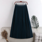 New Women Pleated Stretch High Waist Summer A-Line Long Skirt