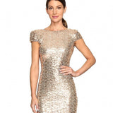 Full Sequined Slim U-shaped Backless Sexy Evening Trumpet Mermaid Gold Floor-Length Party Dress