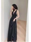 Black Cocktail Dress Sexy Deep V-neck Backless Party Gowns High Waist Big A-line Prom Dress Chiffon Vestioes Robe