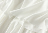 Summer A-Line Stretch High Waist Women Solid Color White Lace Hem Summer Long Skirt
