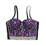 New Sexy Beaded Acrylic Women Winter Camis Show Corset Crop Top To Wear Out Push Up Bustier Bra