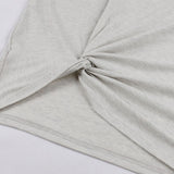 Gray Women Short Sleeve Cold Shoulder Solid Basic Design Asymmetrical Hem Loose Dresses