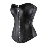 Women Gothic Sexy Faux Leather Overbust Corset Bustier Hot Lingerie Top Plus Size Waist Cincher Body Shaper Corsets Black/Red