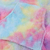 Colorful Tie Dye Hooded Oversize Winter Long Drop Shoulder Casual Teddy Sweatshirt Dress