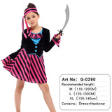 Halloween Kids Pirate Costume With Hat Fancy Boys Girls Outfit Sets For Children Birthday Party School Carnival Dress No Weapon