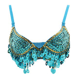 Sparkly Women Sequin Beaded Bra Top Sexy Tassel Crop Top for Festivals Raves ClubWear Belly Dance Bra Outfit