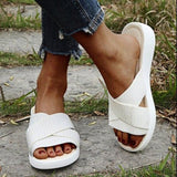Women Slippers Textile Cloth Sandals Flats Casual Beach Summer Female Open Toe Platform Shoes