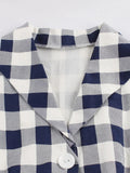 Turn-Down Collar Button Up Women 50s Gingham Vintage Pinup Dress Summer Short Sleeve Pockets Cotton Midi Elegant Dresses