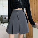 Women High Waist Mini Skirts Korean Style Solid Color All-match A-line Ladies Elegant Casual Skirt