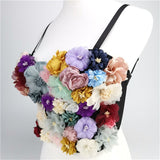 Flower Crop Top Winter Women Tank Top With Built In Bra Spaghetti Strap Gothic Performance Sexy Bustier Camis