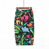 Summer Women Stretch Slim Print Bag Hip Ladies Mid-Length Casual Floral High Waist Pencil Skirt