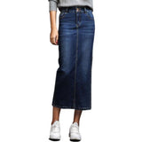 Casual Jeans Women Button Denim Skirts Long High Waist Solid Summer Skirt