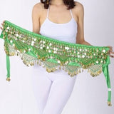 Women Sweet Bellydance Hip Scarf With Gold Coins Skirts Wrap Noisy Egyptian Dancing Hand Crocheted Bead Velvet Waist Belt