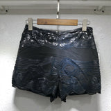 Summer Causal Chiffon Geo Embellished Sequin Shorts Black Mid Waist Size Zipper Regular Beach Party Shorts