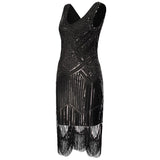 Vintage Roaring Great Gatsby Costume Fringed Beaded Sequin Party Dress Embellished Art Deco 1920s Flapper Dress