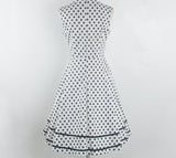 Polka Dot 1950S Sweetheart Tie Neck Summer Elegant Vintage Sleeveless Rockabilly Blue Dress